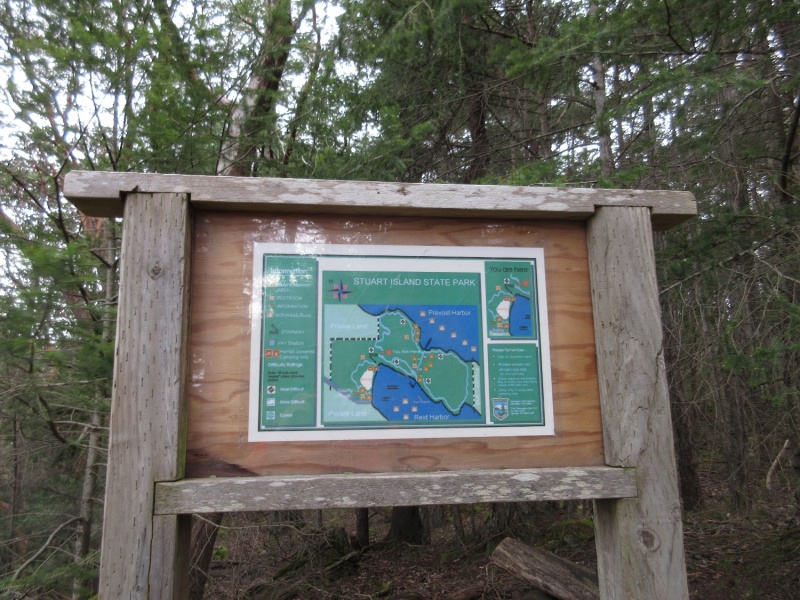 Trail map showing connection from the state park trails to the island roads that will take me to Turn Point