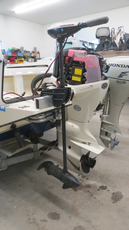 Trolling motor on swimstep.