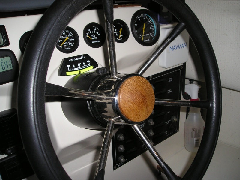 Turned Teak helm hub.