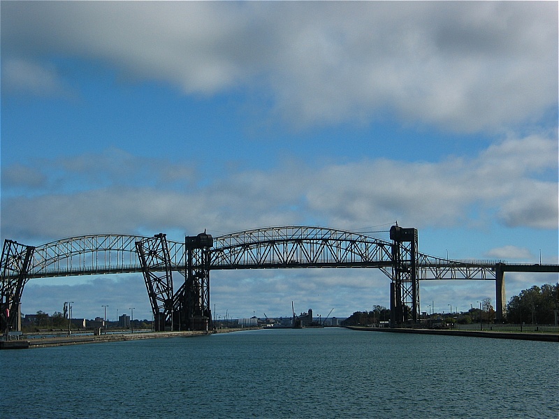 Two styles RR drawbridges hiway bridge behind