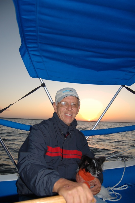 Under sail heading for Marathon, Fl. with the sun setting..