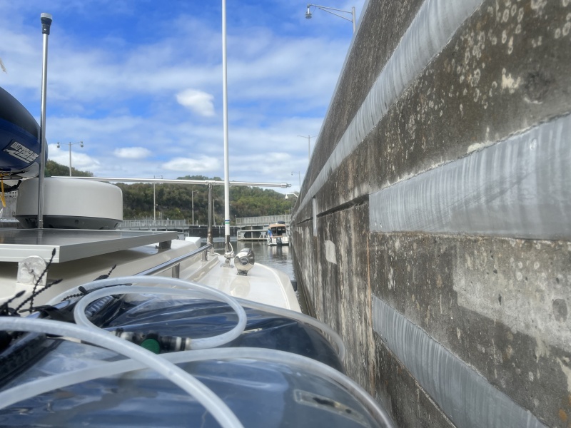 Upper Cordell Hull lock gate opening in front of Mystery Girl