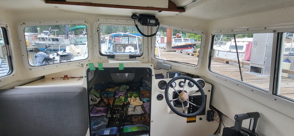 Very clean interior. Green masking tape is holding a nav light wire that came loose.