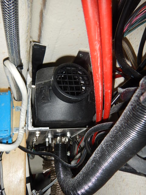 View from behind fridge looking up under gunnel.