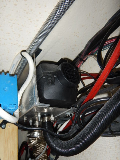 View from behind fridge looking up under gunnel