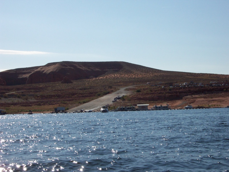View of Halls Crossing boat ramp from the water.