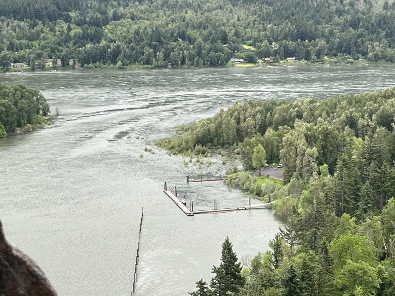View of the entrance from Beacon Rock at around 600 ft elevation