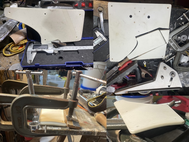 was able to use a clear spot on a scrap of starboard - heated and bent to match foredeck camber - countersunk screw heads