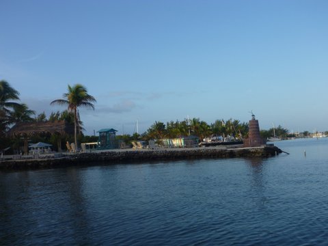 Water view of Blackfin's Marina beach area, nice sunsets here