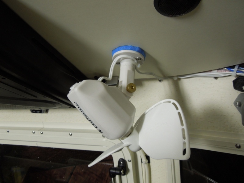 We had these 2 speed, safe-to -contact fans on the 22 and they performed flawlessly for 5 years. In this configuration they rotate 360 degrees side to side, straight up and straight down.  The blue stuff is foam to cut down on noise and vibrations.