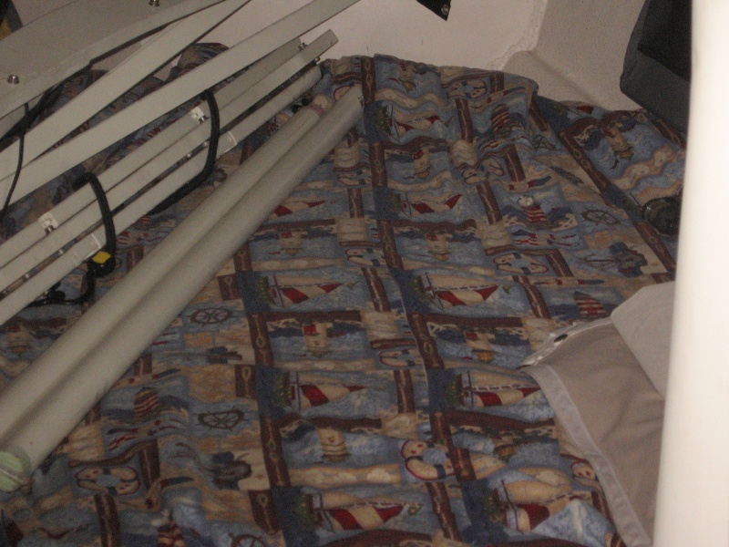 We store the top on the V berth.