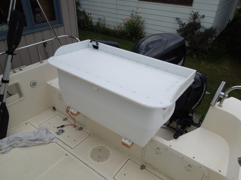 We went through some instance weather this summer, buried the bow numerous times on one occasion; cooler stayed secure.