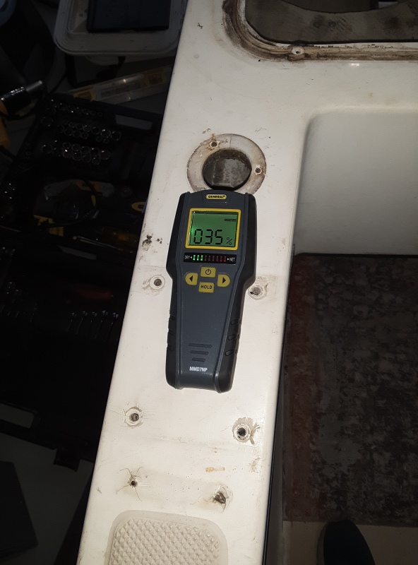 wet core under the downrigger pad and fuel fill fitting