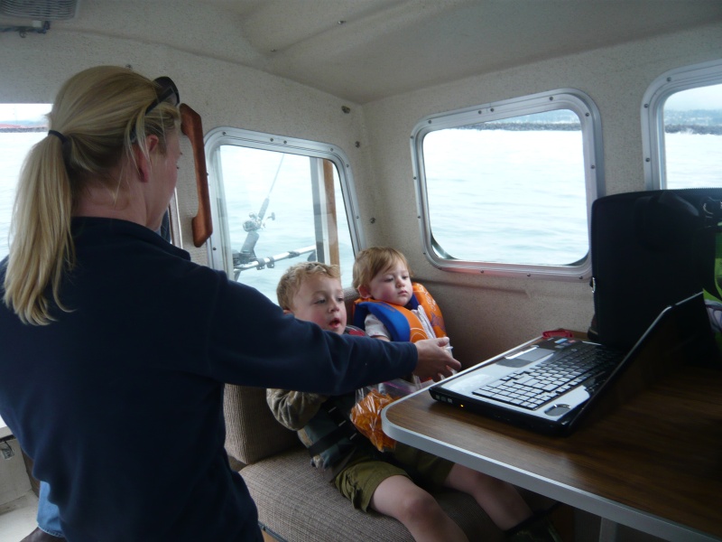 wife and kidos out on first trip in the streights