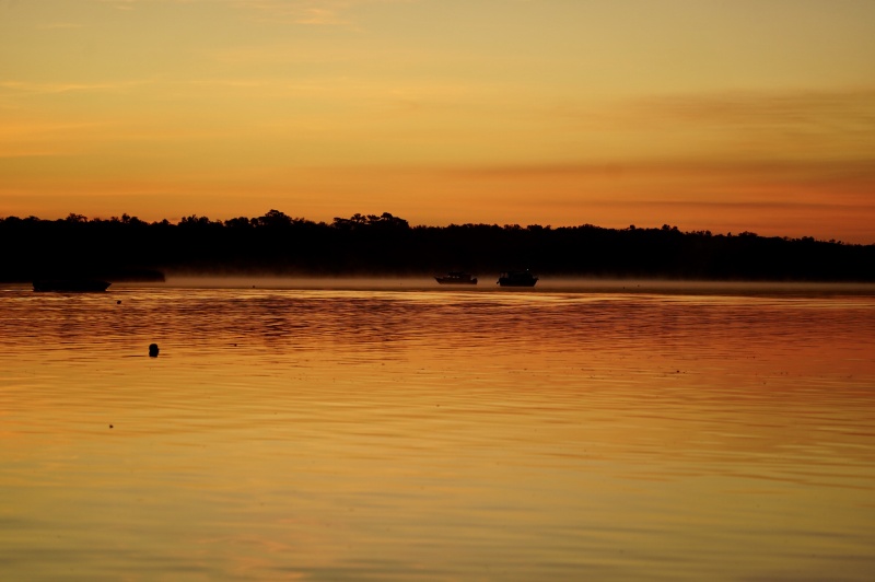 With a beautiful sunset