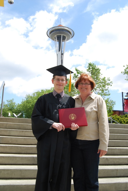 With the proud mom.