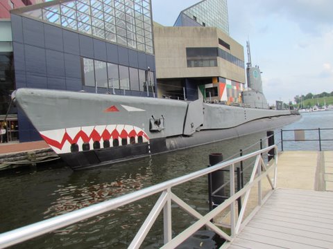 World war 2 vintage sub right near Baltimore's famous aquarium