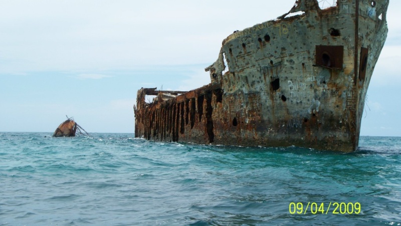 Wreck of the Sanpano. Great snorkling spot.  Millions of fish.