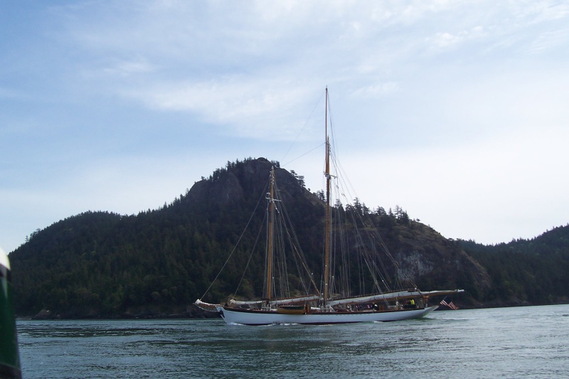 Zodiac in front of Eagle Bluff, Cypress Island
